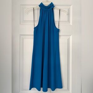 Express Royal Blue Sleeveless High-Neck High-Low Dress ( midi dress )